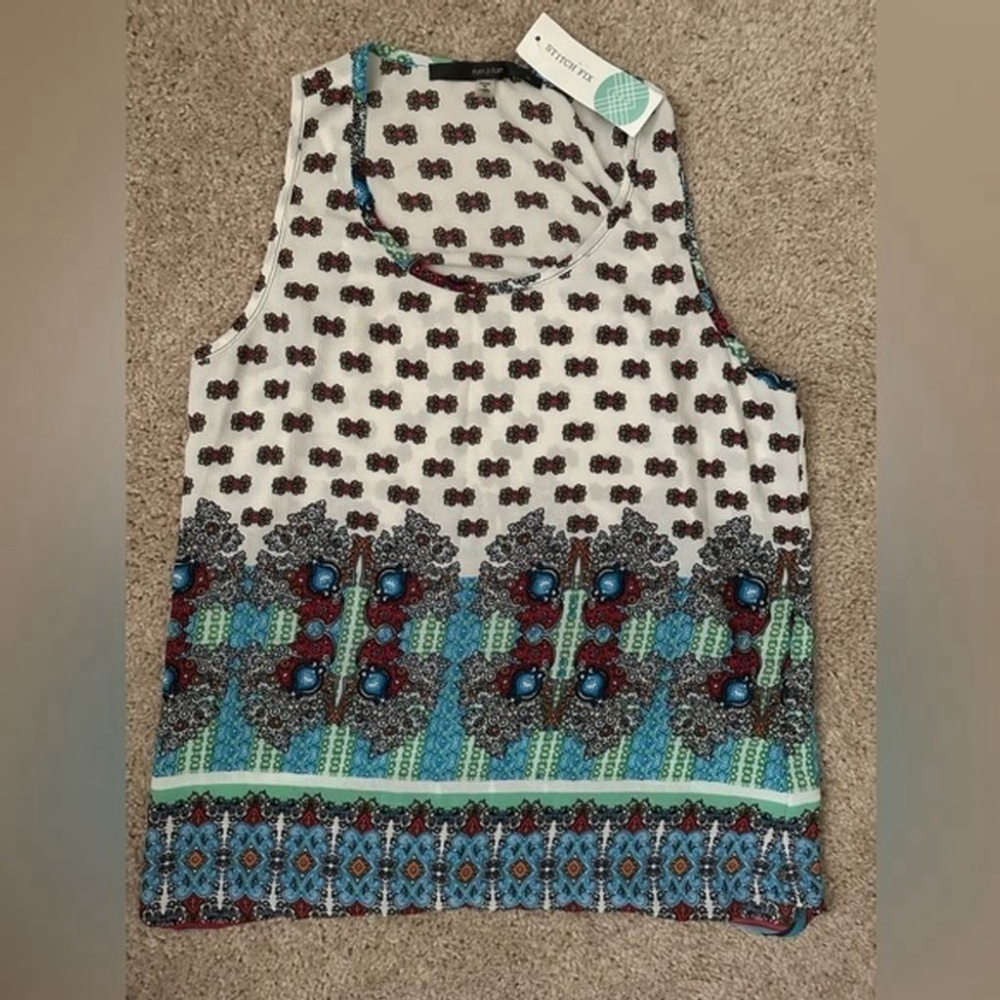 Multicolor Sleeveless Scoop Blouse, NWT - Medium